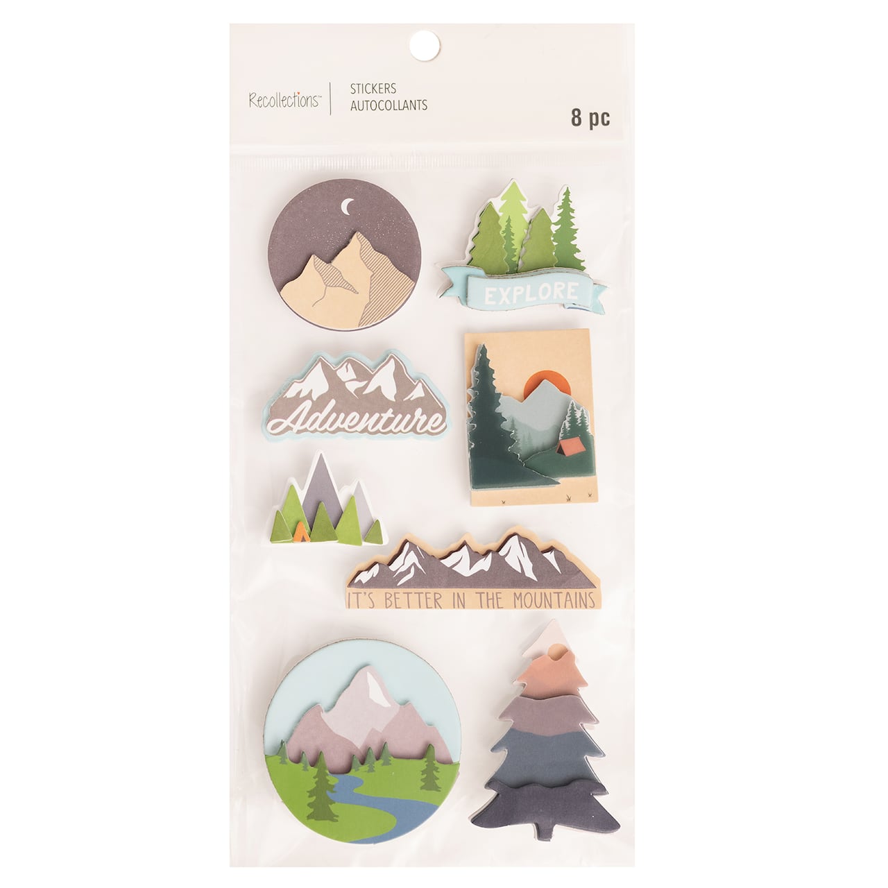 12 Pack: Mountains Dimensional Stickers by Recollections™